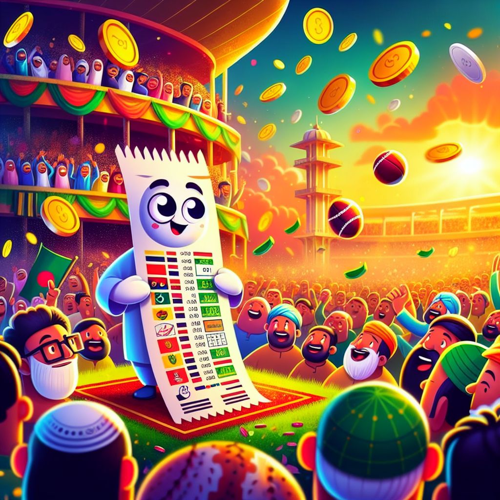 BDT99 betting themed cartoon character with sports icons and coins